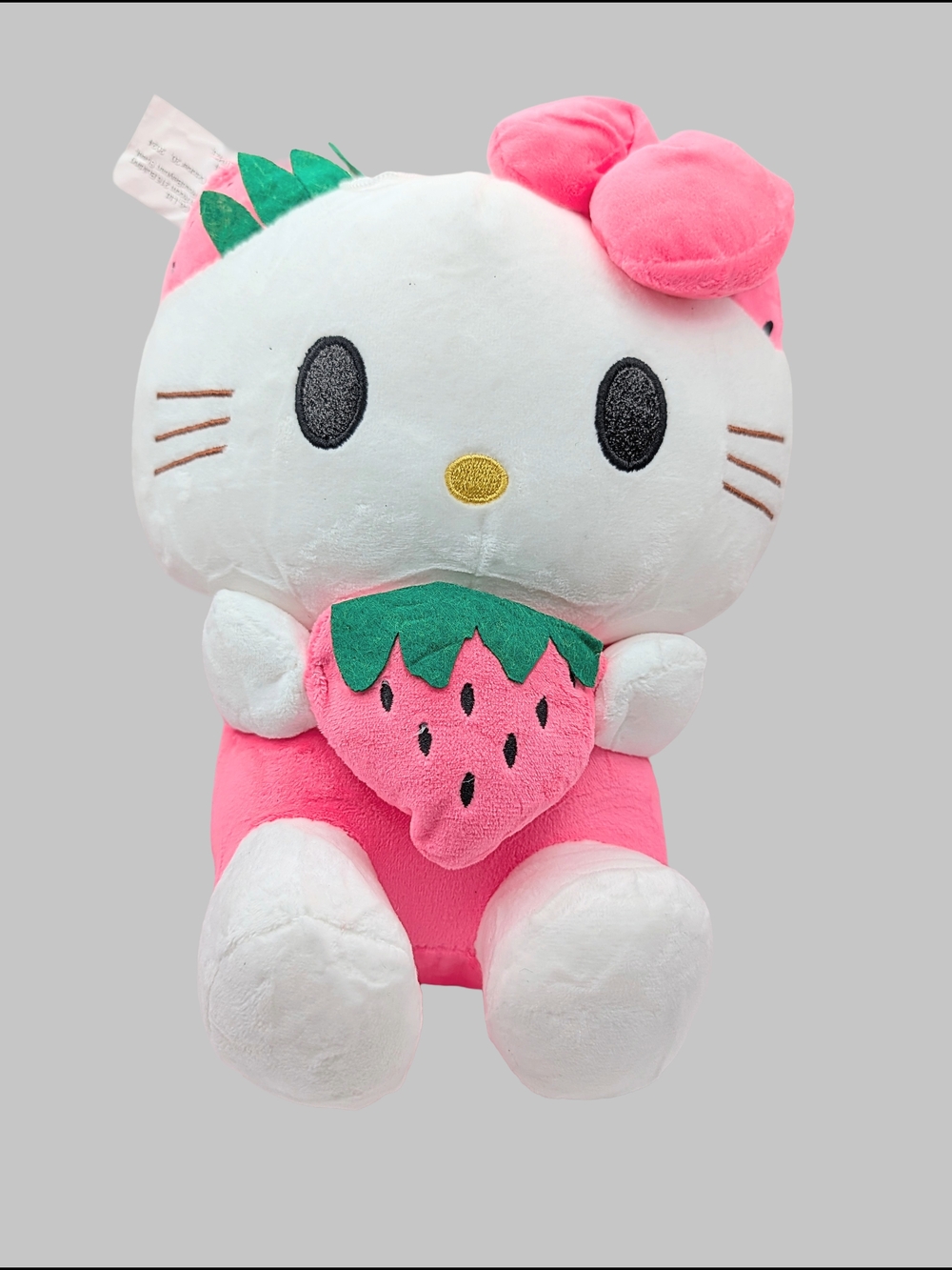 Hello Kitty Pink & White Strawberry Plush - Cute Bow Stuffed Animal